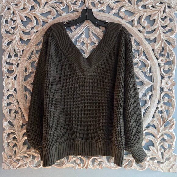 Zenana chunky sweater olive green size 1X - Picture 3 of 5